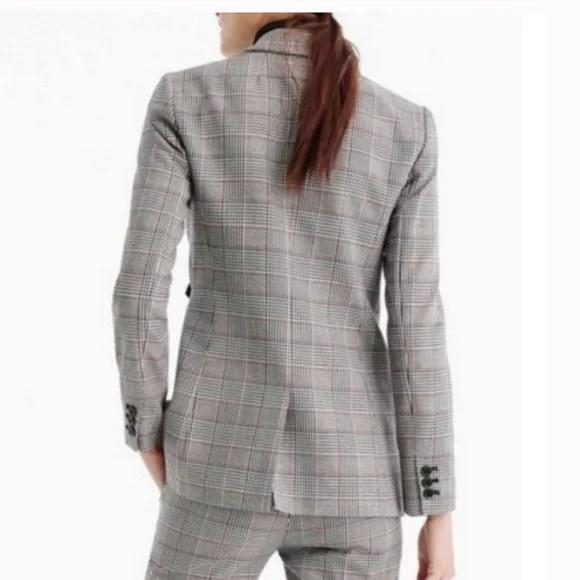New J Crew Glen Plaid Blazer Side Wrap Bow Schoolboy Blazer size 4